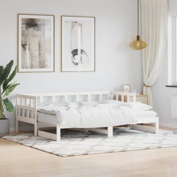 Sofá cama nido de madera maciza de pino blanco con cama extraíble 80x200 cm