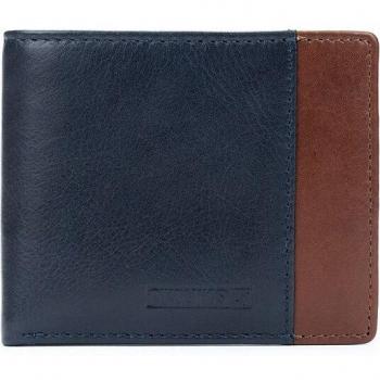 Pikolinos Cartera de piel azul marino con compartimentos internos