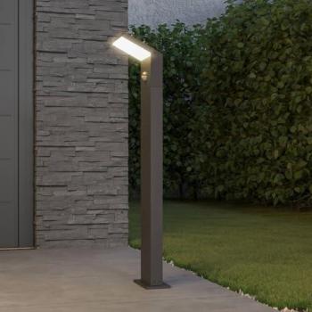 Baliza LED para exterior Yolena con sensor de movimiento, 100 cm, de aluminio negro