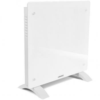 Calefactor eléctrico de lujo VONROC - Convector de panel de vidrio - 1000W - Para espacios hasta 12m2 - Control manual y Wifi - Termostato ajustable y temporizador - Color blanco