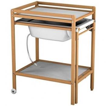 Mesa cambiadora con bañera Esencial de madera de haya barnizada