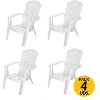 Pack 4 sillas de jardín Relax apilables 78x55x59 cm