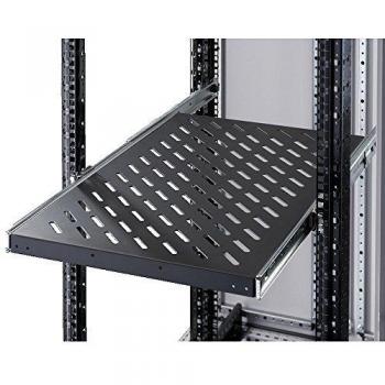 Estante extraíble Rittal 19 1U, capacidad 50kg, profundidad ajustable 600-900mm, color negro