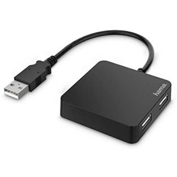 Hama USB Hub, 4 Ports, USB 2.0, 480 Gbps, Black, 00200121