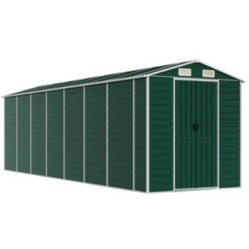 Green Galvanized Steel Garden Shed 191x640x198 cm