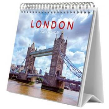 Calendario de escritorio 2025 Londres Erik multicolor con base resistente, planificador mensual y espacio para anotar, vista mensual global