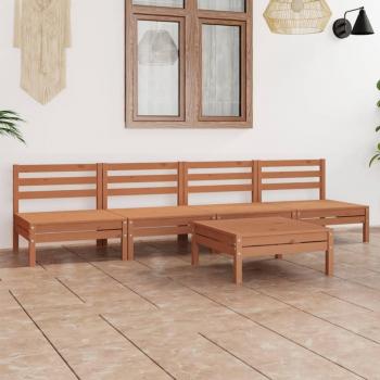 Juego de Muebles de Jardín - Madera Maciza Pino - 5 piezas - Marrón Miel
