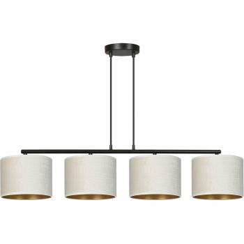 Lámpara colgante Jari 4 luces alargado blanco-oro