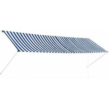 vidaXL Toldo Retráctil 400x150cm Azul y Blanco Parasol Ventana Terraza Hogar