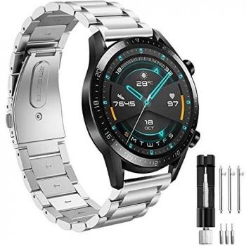 Correa per Amazfit Stratos Correas, 22mm Pulsera de Metal de Acero Inoxidable para Amazfit Pace/Amazfit Stratos/2/2S/Amazfit GTR 47mm/Amazfit GTR 2/GTR 2e/Huawei GT 2 46mm/Galaxy Watch 3 45mm/Gear S3