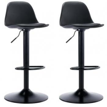 Lote de 2 taburetes de bar ajustables en polipropileno y metal - Negro - XAFY