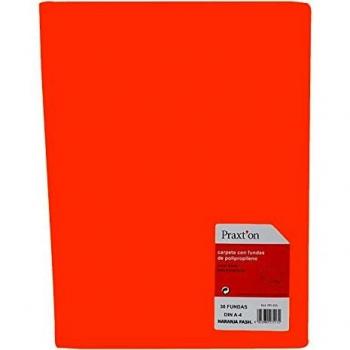 Carpeta Fundas PRAXTON A4 30 Hojas Naranja Translúcido