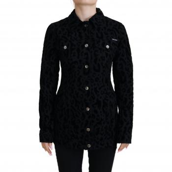 Dolce & Gabbana Black Leopard Long Sleeve Denim Cotton Jacket - IT40|S, Size: XS, Light Jackets, female, Black