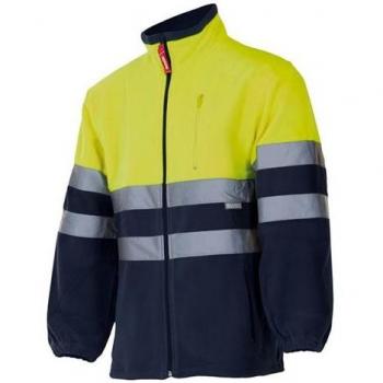 Chaqueta de Trabajo Polar Bicolor Alta Visibilidad Amarillo/Marino Talla XL 100% Poliéster Velilla