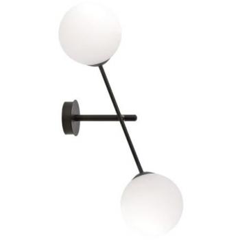 Lámpara de Pared Linear EPIKASA, Acero con Recubrimiento de Polvo y Vidrio, Color Negro y Blanco, Dimensiones 12x57x12 cm