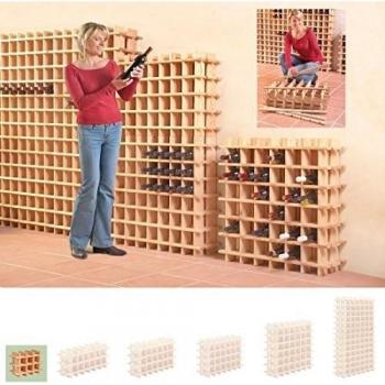 Sistema Botellero modular PRIMAVINO, máx. 9 botellas, pino natural, apilable/ampliable - alt. 32,5 x anch. 42 x pr. 22 cm