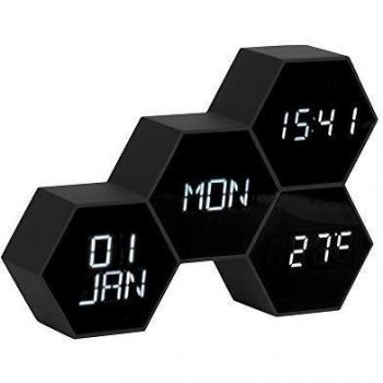 Despertador Karlsson Six in the Mix LED de goma negro 17,5 x 4,5 x 12 cm