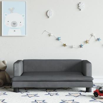 Sofá para niños gris oscuro de terciopelo 80x45x30 cm