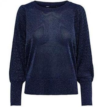 Only Onlmegan L/S Glitter Pullover Knt Suter Pulver, Azul Oscuro, M para Mujer