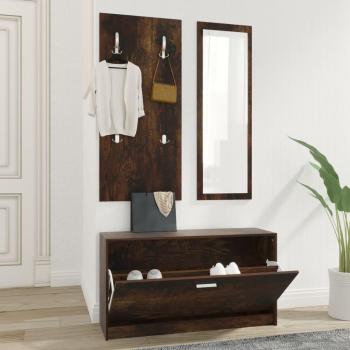 Zapato Rack Set 3 en 1 Humo de madera de roble multicapa