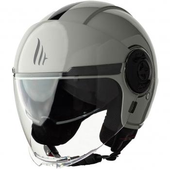 Casco Jet Viale SV S Solid - 06 MT Helmets, color gris, diseñado para motociclistas, con estructura ligera y ventilación optimizada