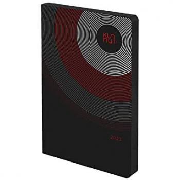 Agenda Anual 2023 Kunnui 15x21 Semana Vista Cuero Regenerado Bilingüe Español-Inglés Dark Disk