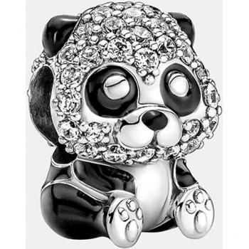 Charm Oso Panda Brillante de Plata y Circonitas
