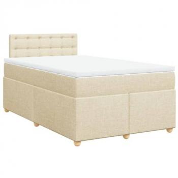 Cama box spring con colchón tela color crema 120x200 cm