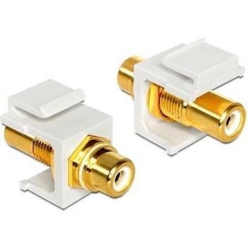 Adaptador Keystone RCA hembra a RCA hembra dorado blanco