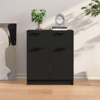 Aparador de madera contrachapada negro 60x30x70 cm - Mueble de Almacenaje de Salón, Buffet para salón, Armario Auxiliar, Armario de Almacenamiento