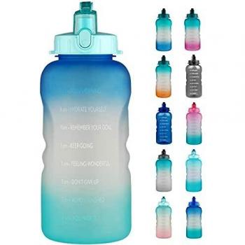 Reeho 3.8 L Botella Agua Deporte, Botella Plastica Tritan Reutilizable 1 Galón, Botella Agua Gimnasio con Marcador de Tiempo para Athletic, sin BPA