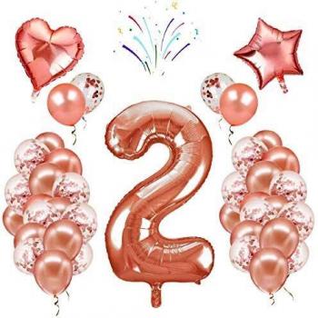 Korins Decoración Cumpleaños 2 Años Azul Globo Azul Número 2 para Niño Niña Pancarta de Feliz Cumpleaños Globos de Látex Confeti Baby Shower