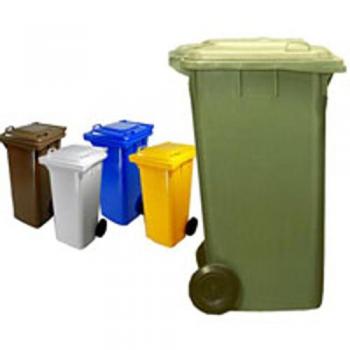 Contenedor de Basura Cuadrado con Ruedas 240 Litros - 73 x 58 x 106 cm - Marrón