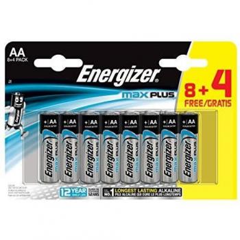 Energizer - MAX PLUS, Pack de 12 pilas AA, larga duración para dispositivos exigentes, sin sulfatación y 12 años vida útil
