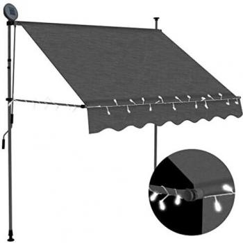 vidaXL Manual Retractable Awning with LED 100 cm Anthracite