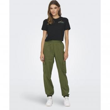 Only - Pantalón cargo verde para mujer con puño ajustado