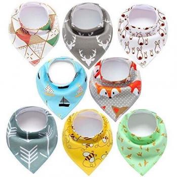 SLOSH 8 Baberos Bebe Bandanas Bufanda Toalla Drool Tela para Niña Niño Recien Nacido Algodon