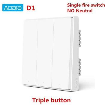 Interruptor de Pared Inteligente Aqara D1 Zigbee con 3 Botones y Control de Voz Neutral para Xiaomi Mi Home