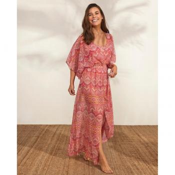 Selmark - Vestido de playa largo estampado