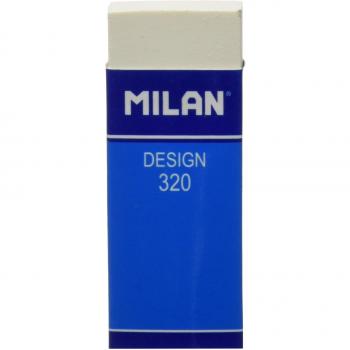 MILAN Nata 320 - Pack de 2 Gomas de Borrar Rectangulares, Plástico, con Funda de Cartón Azul, para Todo Tipo de Superficies, Color Blanco
