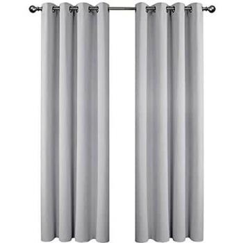 Amazon Brand - Umi Cortinas Salon Opacas Dormitorio Moderno con Ollaos 2 Piezas 107x242cm Blanco Grisáceo