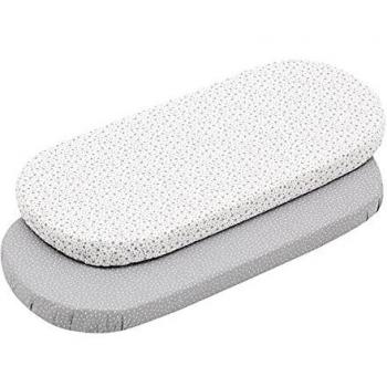 Cambrass - Sabana Bajera algodón - Sabana Ajustable con Gomas - Ropa de Cama para bebé con Tratamiento Sanitized - capazo/moisés 35x80x7 cm Gris con Estampados