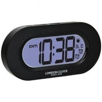 Lámpara Mesilla Doble Reloj Despertador en negro