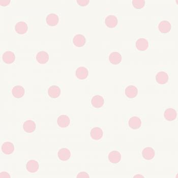 Papel pintado Geométrico Puntos Lunares Rosa y Blanco - 0,53 x 10,05 m