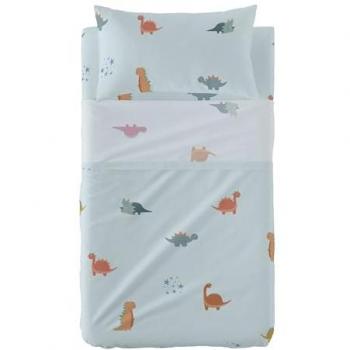 Juego de Sábanas para Cuna Mini Dinosaurio 2 Piezas Multicolor 100% Algodón 150 TC 100x130 cm