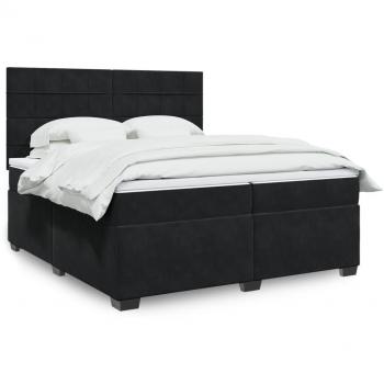 Cama box spring con colchón terciopelo negro 200x200 cm Negro