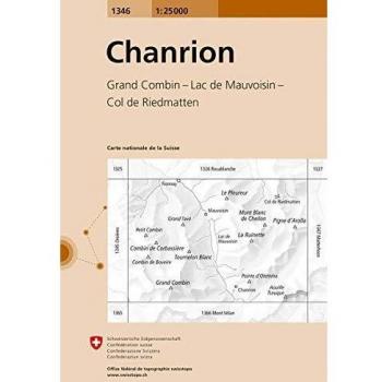 Mapa topográfico excursionista 1:25.000 Chanrion - Grand Combin, Lac de Mauvoisin, Col de Riedmatten