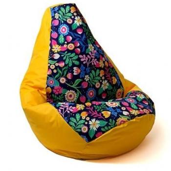 Sako bolso puf Peral estampado amarillo-flor XL 130 x 90 cm