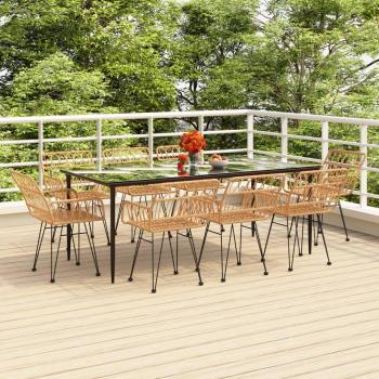 vidaXL 9-Piece Poly Rattan Garden Dining Set