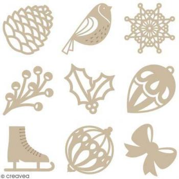 Adornos de madera 'Artemio – Navidad clásica' Mini siluetas Qté 27